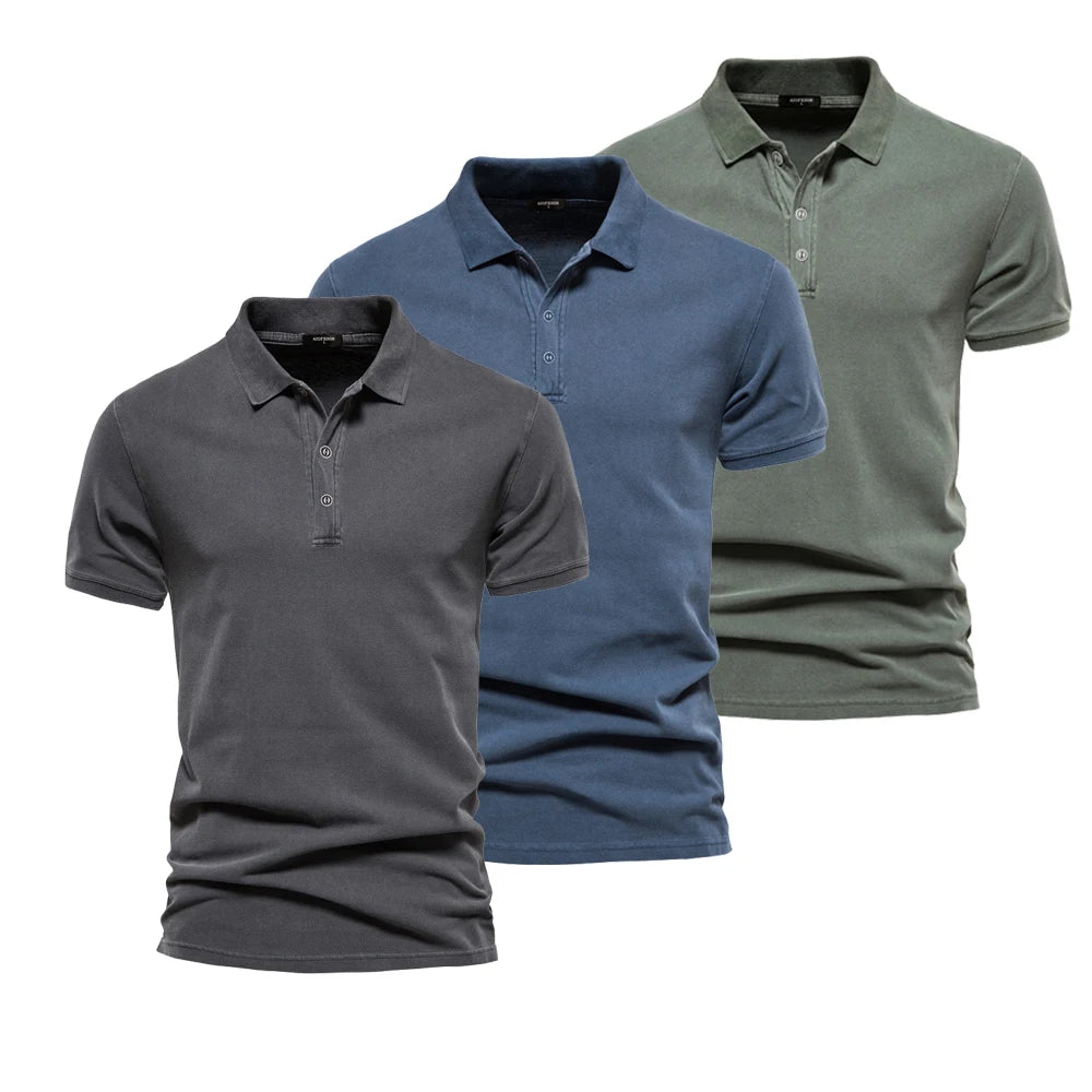 Men's Short Sleeve 100% Cotton Polo Shirt – Breathable Casual Everyday Top