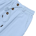 Men's Cotton Linen Blend Drawstring Pants – Loose Straight-Leg Casual Fit