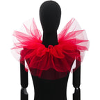 Vintage Victorian Ruffled Mesh Neck Ruff Collar, Detachable Cosplay Accessory