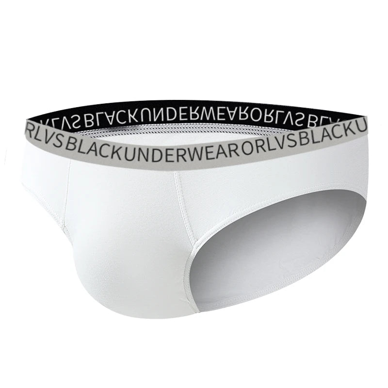 Men's Classic Fit Cotton Blend Briefs Underwear with Supportive Contour Pouch in White