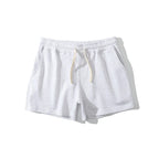 Men’s Cotton Blend Sports Shorts for Fitness with Drawstring Waist in White Gray by Urban Tendency