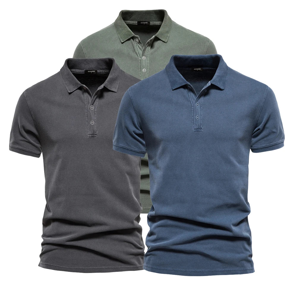 Men's Short Sleeve 100% Cotton Polo Shirt – Breathable Casual Everyday Top