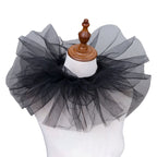 Vintage Victorian Ruffled Mesh Neck Ruff Collar, Detachable Cosplay Accessory