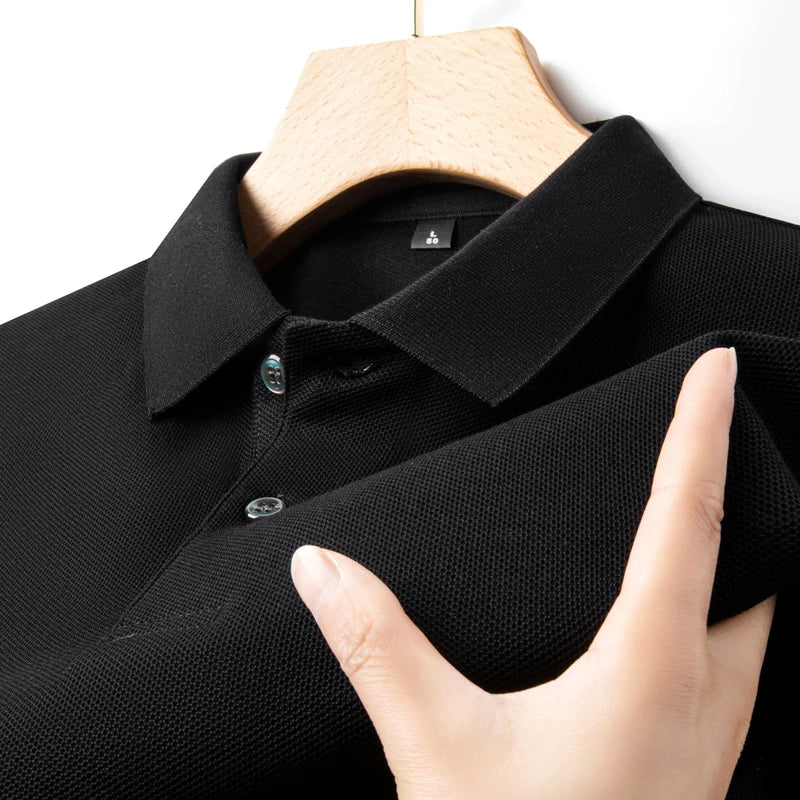 Men's 100% Cotton Knit Polo Shirt – Short Sleeve Smart Casual in Black by Urban Tendency
