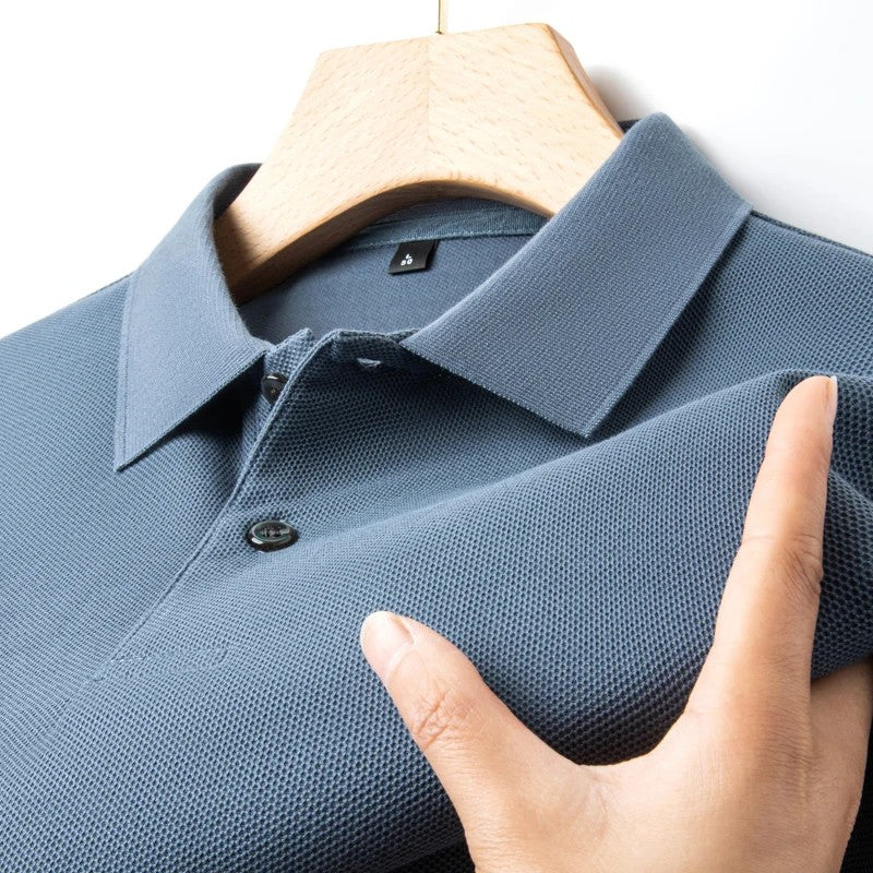Men's 100% Cotton Knit Polo Shirt – Short Sleeve Smart Casual in Blue by Urban Tendency