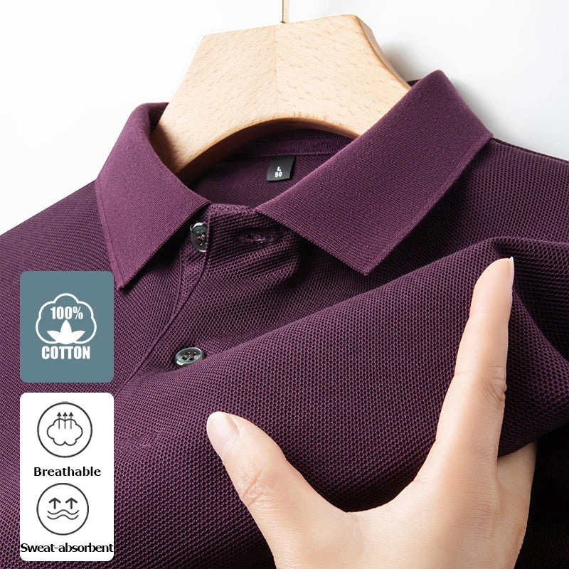 Men's 100% Cotton Knit Polo Shirt – Short Sleeve Smart Casual in Burgundy by Urban Tendency