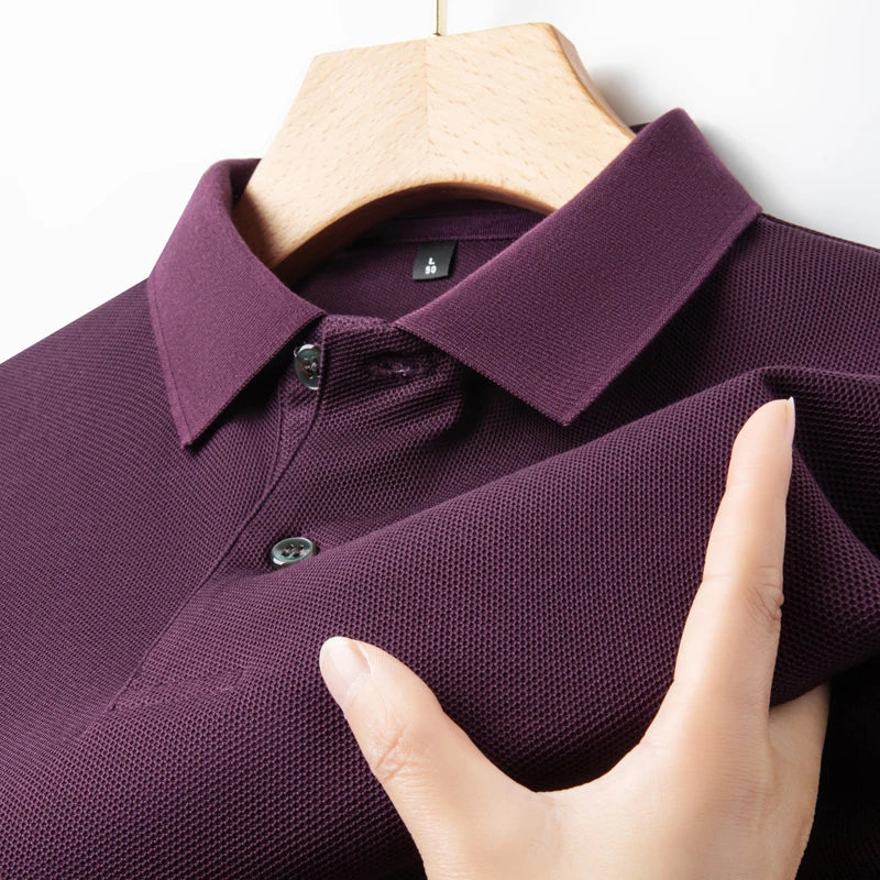 Men's 100% Cotton Knit Polo Shirt – Short Sleeve Smart Casual in Burgundy by Urban Tendency
