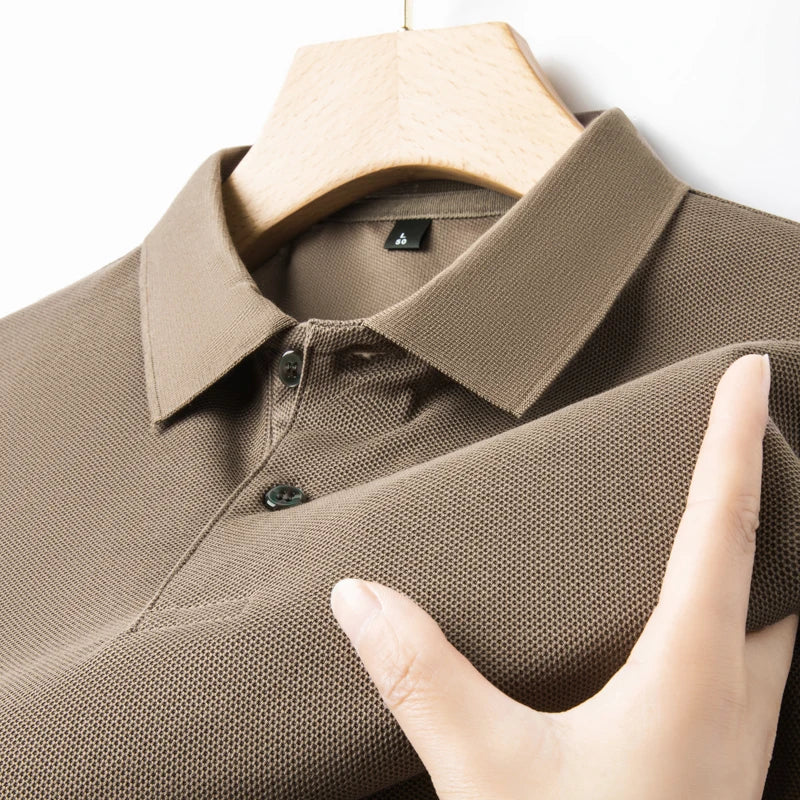 Men's 100% Cotton Knit Polo Shirt – Short Sleeve Smart Casual in Coffee by Urban Tendency