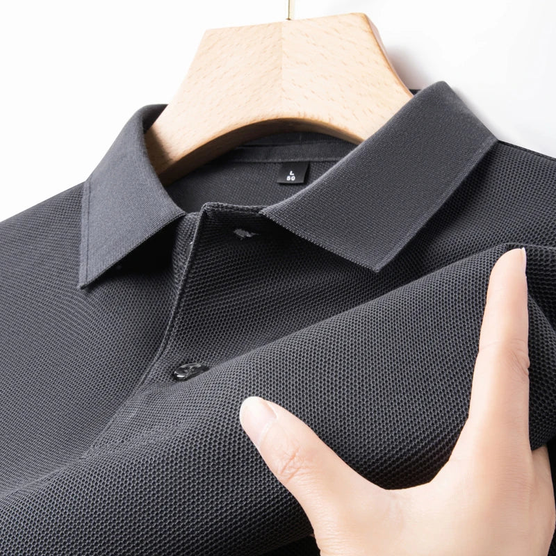 Men's 100% Cotton Knit Polo Shirt – Short Sleeve Smart Casual in Dark Gray by Urban Tendency
