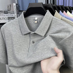 Men's 100% Cotton Knit Polo Shirt – Short Sleeve Smart Casual in Gray by Urban Tendency