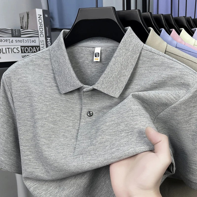 Men's 100% Cotton Knit Polo Shirt – Short Sleeve Smart Casual in Gray by Urban Tendency