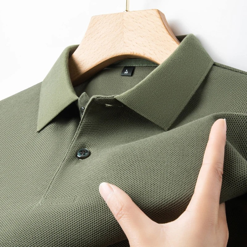 Men's 100% Cotton Knit Polo Shirt – Short Sleeve Smart Casual in Green by Urban Tendency