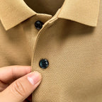 Men's 100% Cotton Knit Polo Shirt – Short Sleeve Smart Casual in Khaki by Urban Tendency