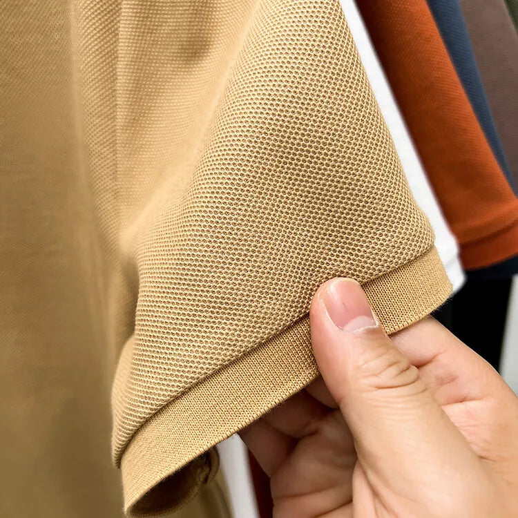 Men's 100% Cotton Knit Polo Shirt – Short Sleeve Smart Casual in Khaki by Urban Tendency