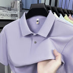 Men's 100% Cotton Knit Polo Shirt – Short Sleeve Smart Casual in Light Purple by Urban Tendency
