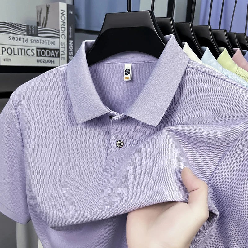 Men's 100% Cotton Knit Polo Shirt – Short Sleeve Smart Casual in Light Purple by Urban Tendency