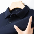 Men's 100% Cotton Knit Polo Shirt – Short Sleeve Smart Casual in Navy Blue by Urban Tendency