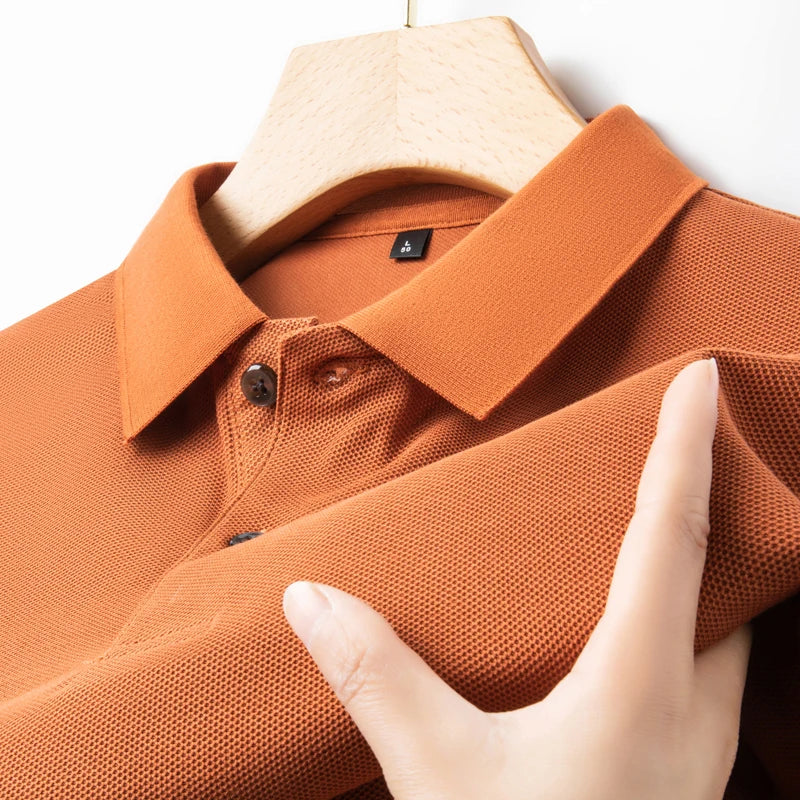 Men's 100% Cotton Knit Polo Shirt – Short Sleeve Smart Casual in Orange by Urban Tendency