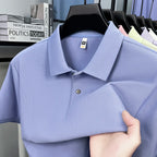 Men's 100% Cotton Knit Polo Shirt – Short Sleeve Smart Casual in Oxford Blue by Urban Tendency