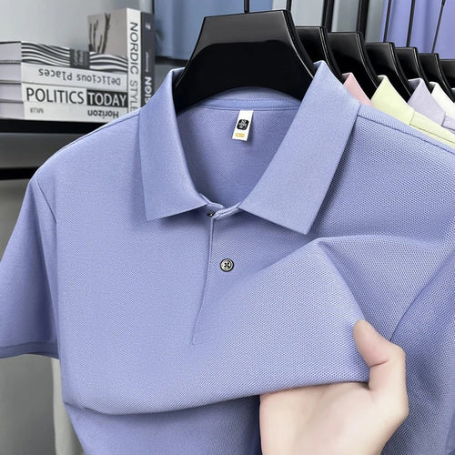Men's 100% Cotton Knit Polo Shirt – Short Sleeve Smart Casual in Oxford Blue by Urban Tendency