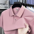 Men's 100% Cotton Knit Polo Shirt – Short Sleeve Smart Casual in Pink by Urban Tendency