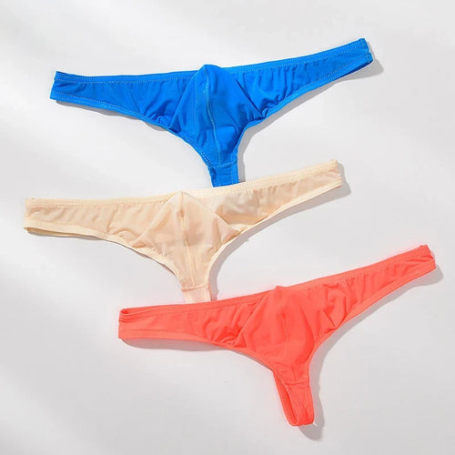 Men's Breathable Ice Silk Thong Underwear with Supportive Pouch by Urban Tendency