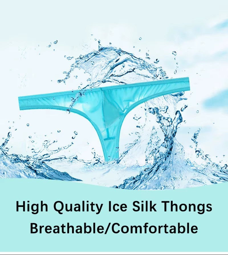 Men's Breathable Ice Silk Thong Underwear with Supportive Pouch by Urban Tendency