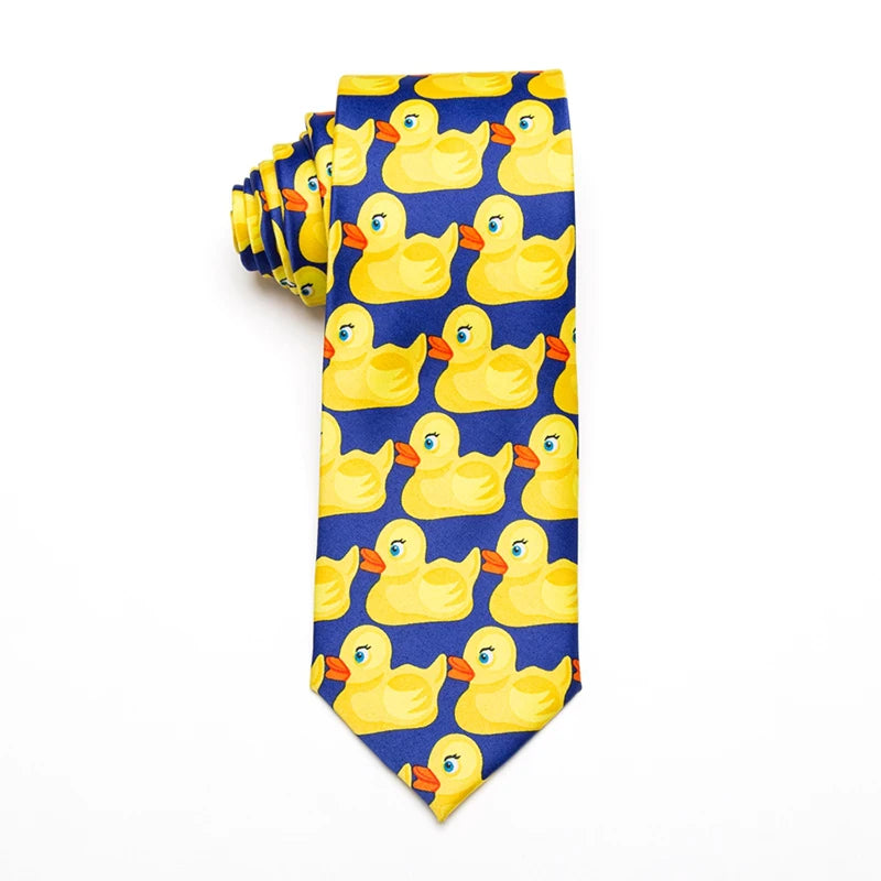 Men's Cartoon Rubber Duck Novelty Necktie – Playful Printed Funny Standard Width by Urban Tendency