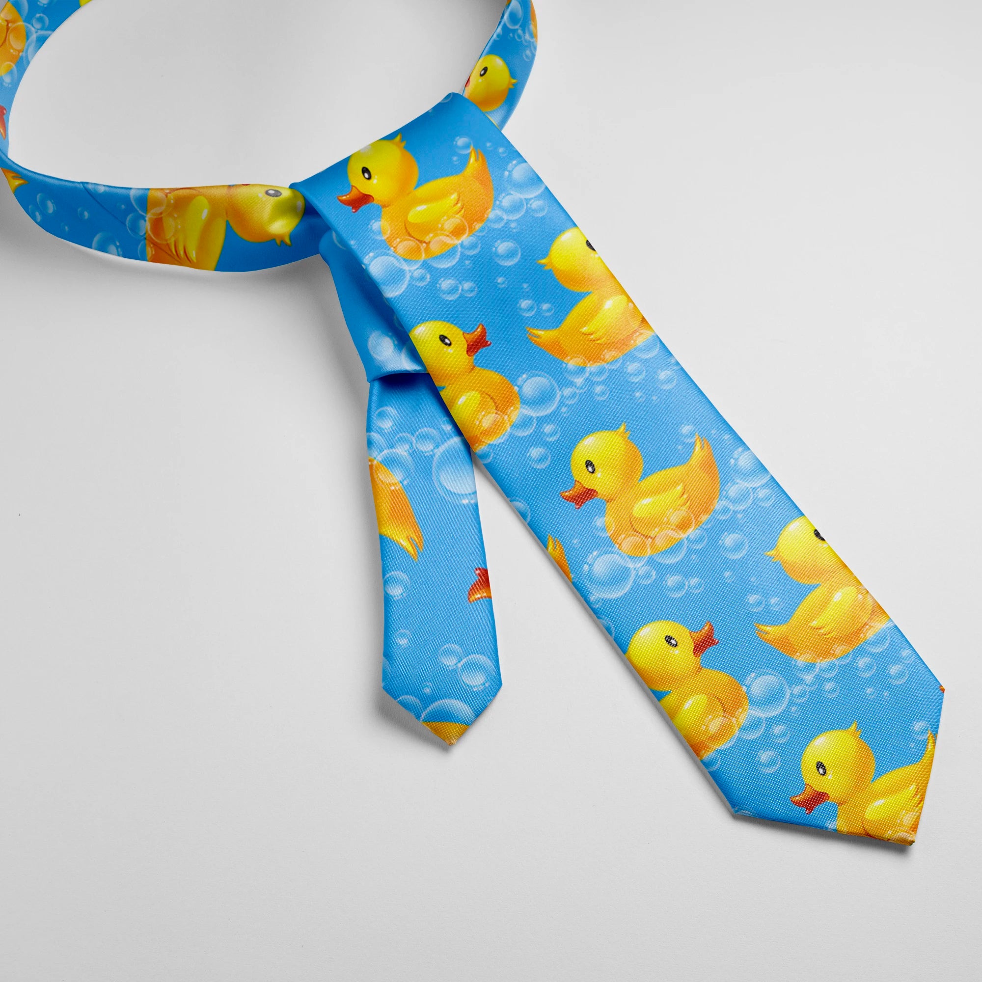 Men's Cartoon Rubber Duck Novelty Necktie – Playful Printed Funny Standard Width by Urban Tendency