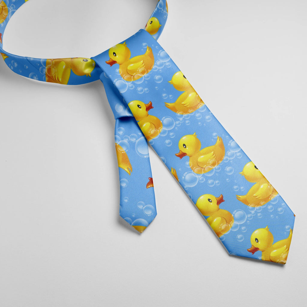 Men's Cartoon Rubber Duck Novelty Necktie – Playful Printed Funny Standard Width by Urban Tendency