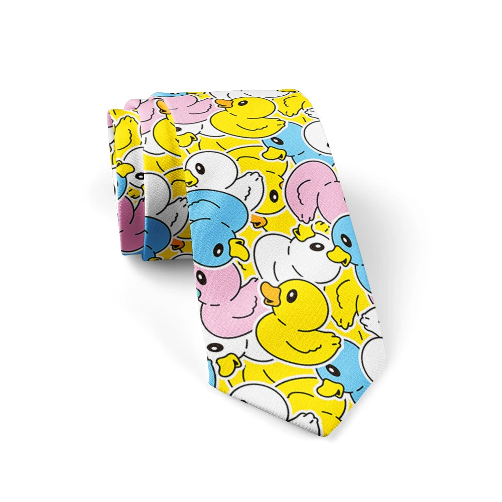 Men's Cartoon Rubber Duck Novelty Necktie – Playful Printed Funny Standard Width by Urban Tendency