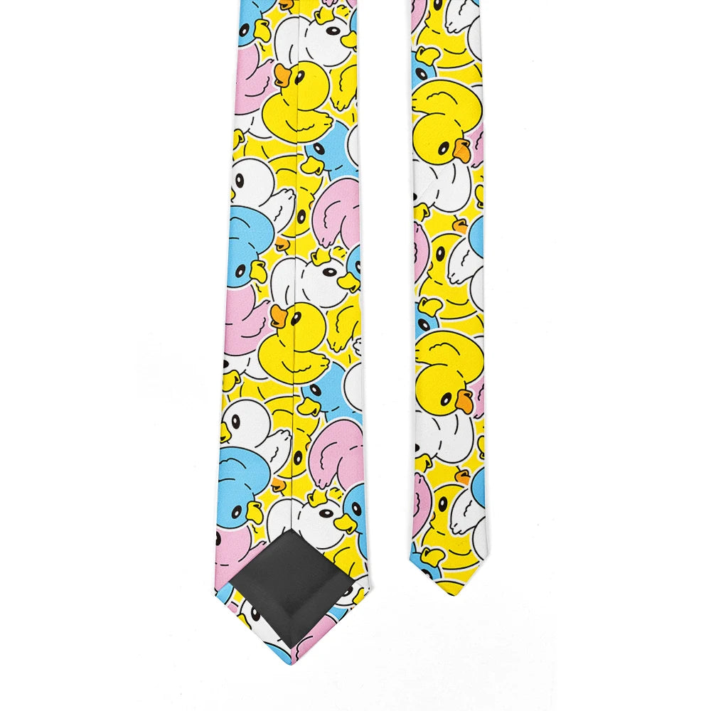 Men's Cartoon Rubber Duck Novelty Necktie – Playful Printed Funny Standard Width by Urban Tendency