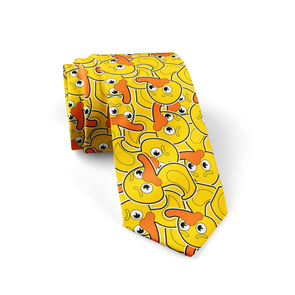 Men's Cartoon Rubber Duck Novelty Necktie – Playful Printed Funny Standard Width by Urban Tendency