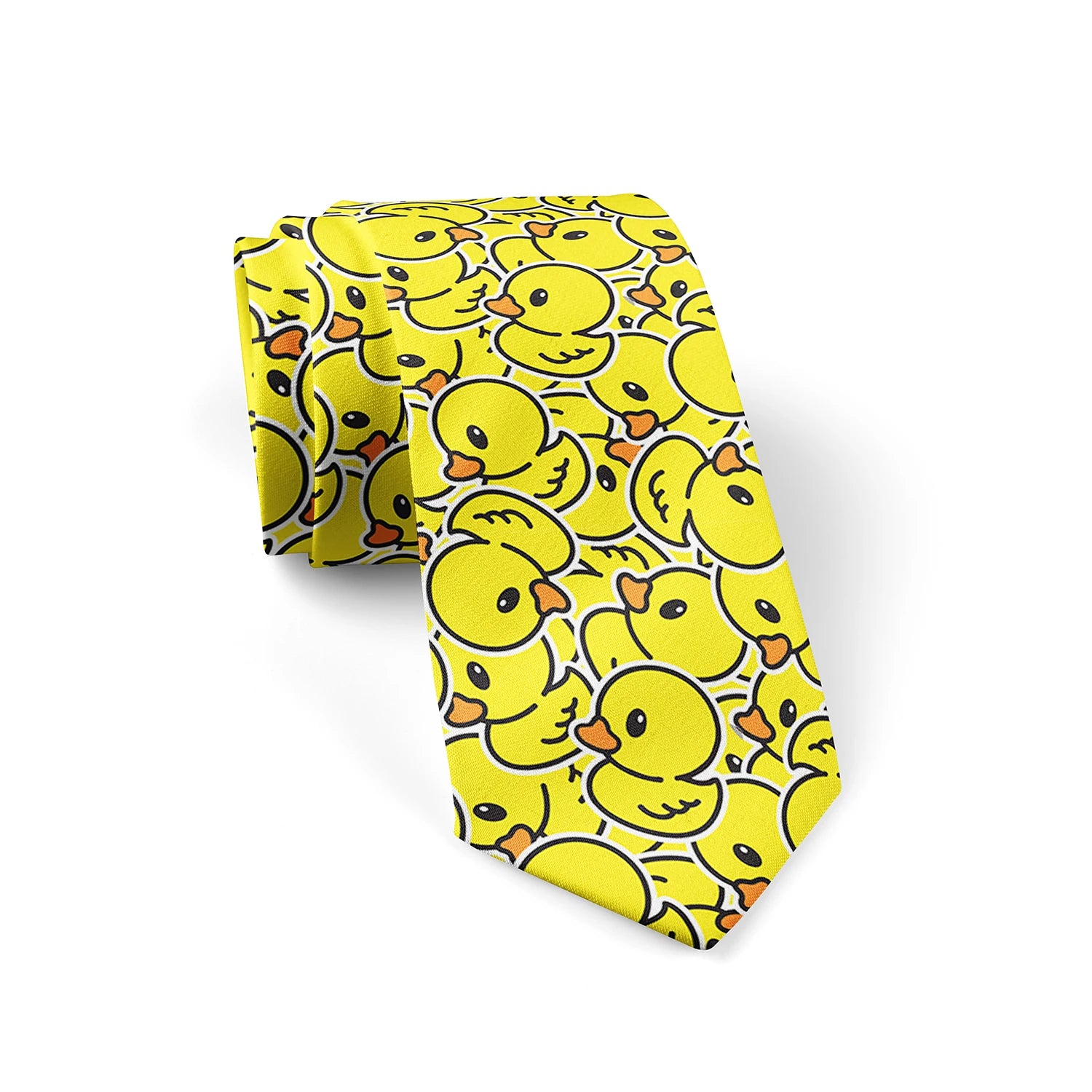 Men's Cartoon Rubber Duck Novelty Necktie – Playful Printed Funny Standard Width by Urban Tendency