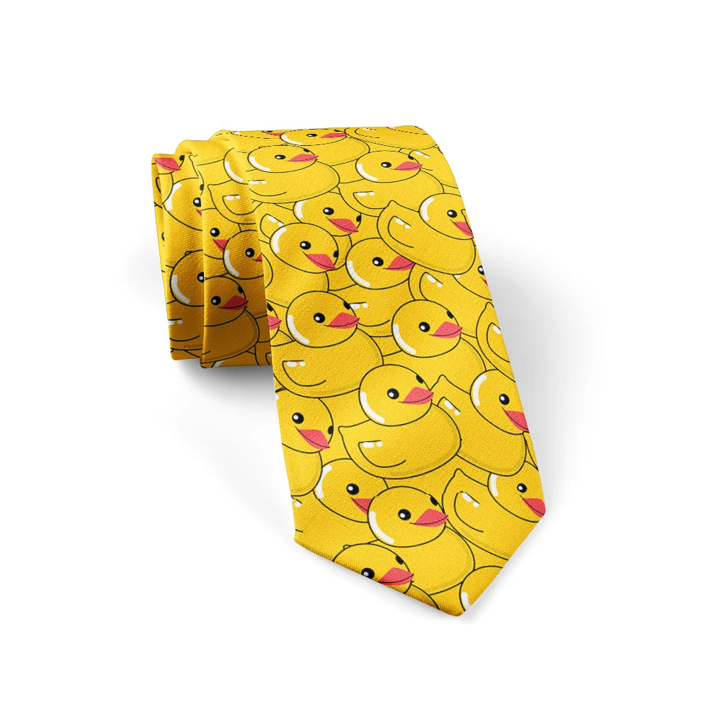 Men's Cartoon Rubber Duck Novelty Necktie – Playful Printed Funny Standard Width by Urban Tendency