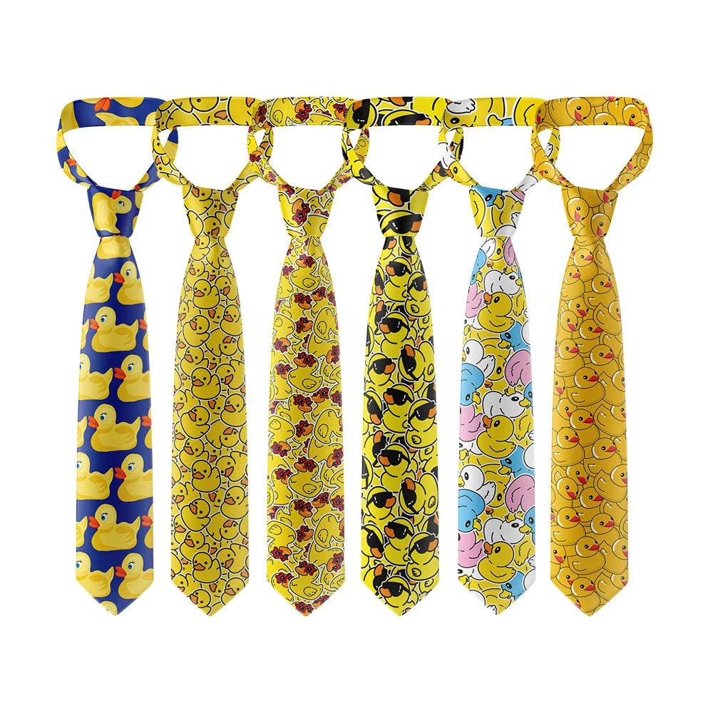 Men's Cartoon Rubber Duck Novelty Necktie – Playful Printed Funny Standard Width by Urban Tendency