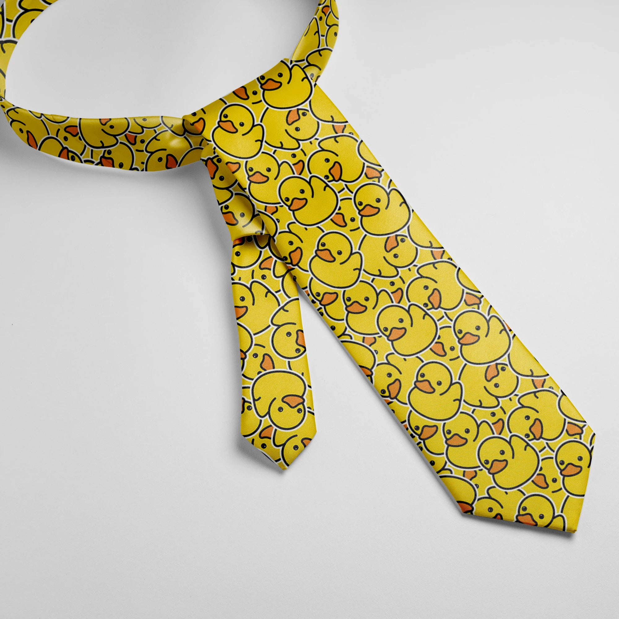 Men's Cartoon Rubber Duck Novelty Necktie – Playful Printed Funny Standard Width by Urban Tendency