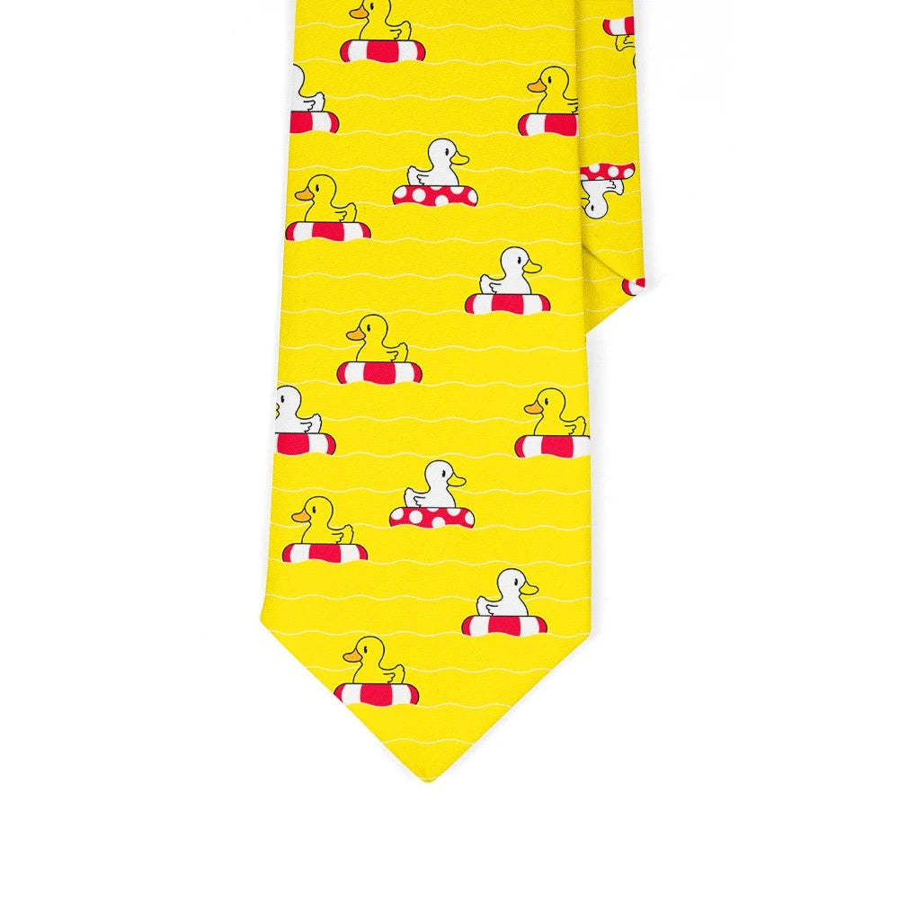 Men's Cartoon Rubber Duck Novelty Necktie – Playful Printed Funny Standard Width by Urban Tendency