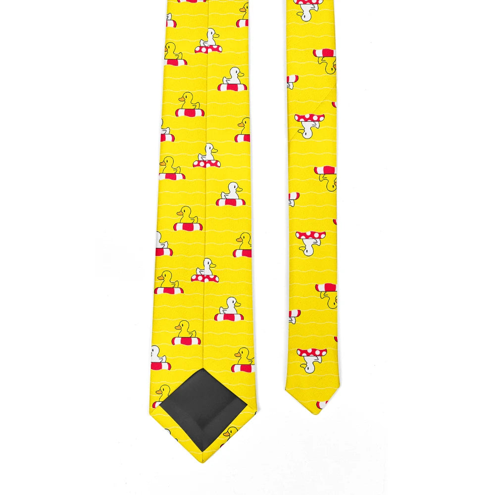 Men's Cartoon Rubber Duck Novelty Necktie – Playful Printed Funny Standard Width by Urban Tendency