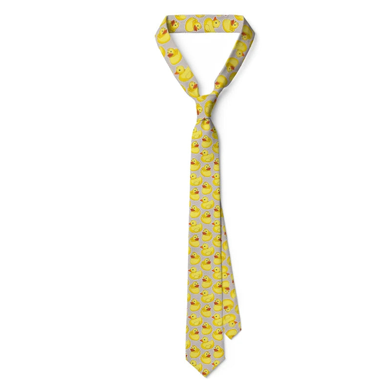 Men's Cartoon Rubber Duck Novelty Necktie – Playful Printed Funny Standard Width by Urban Tendency