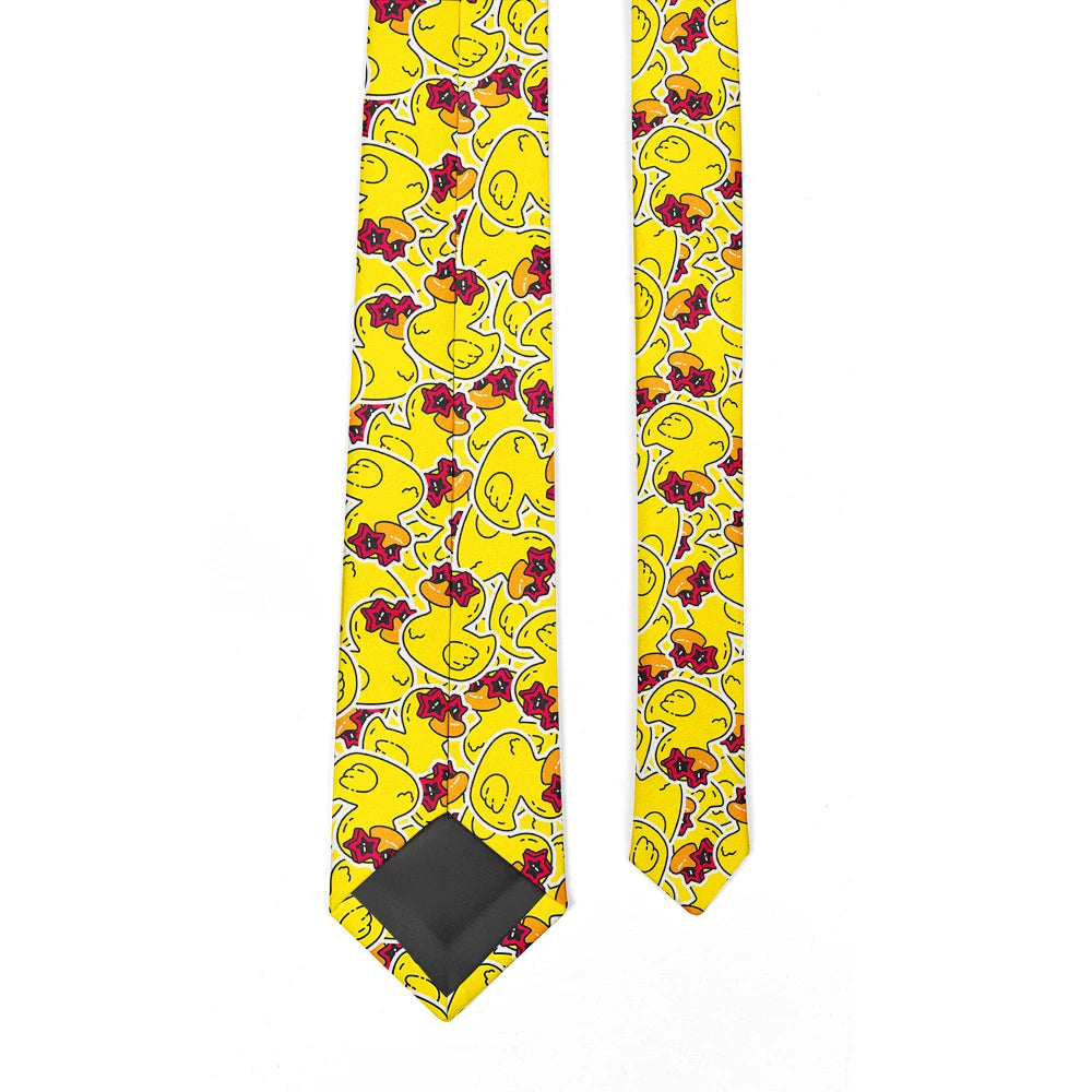 Men's Cartoon Rubber Duck Novelty Necktie – Playful Printed Funny Standard Width by Urban Tendency