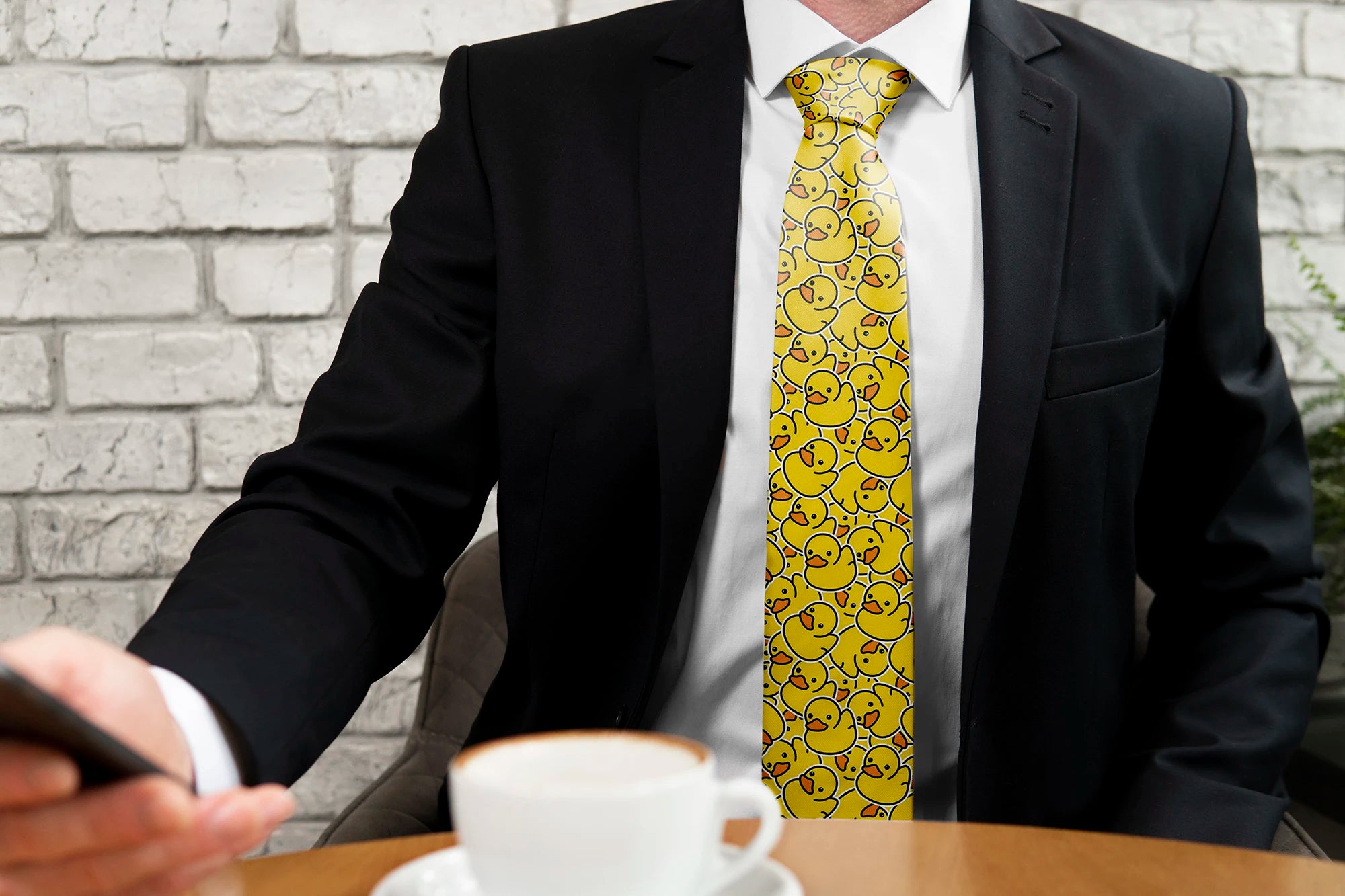 Men's Cartoon Rubber Duck Novelty Necktie – Playful Printed Funny Standard Width by Urban Tendency