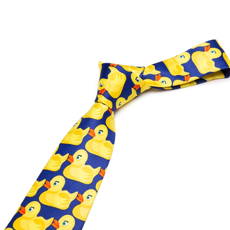 Men's Cartoon Rubber Duck Novelty Necktie – Playful Printed Funny Standard Width by Urban Tendency
