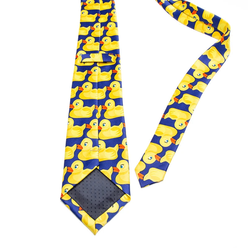 Men's Cartoon Rubber Duck Novelty Necktie – Playful Printed Funny Standard Width by Urban Tendency