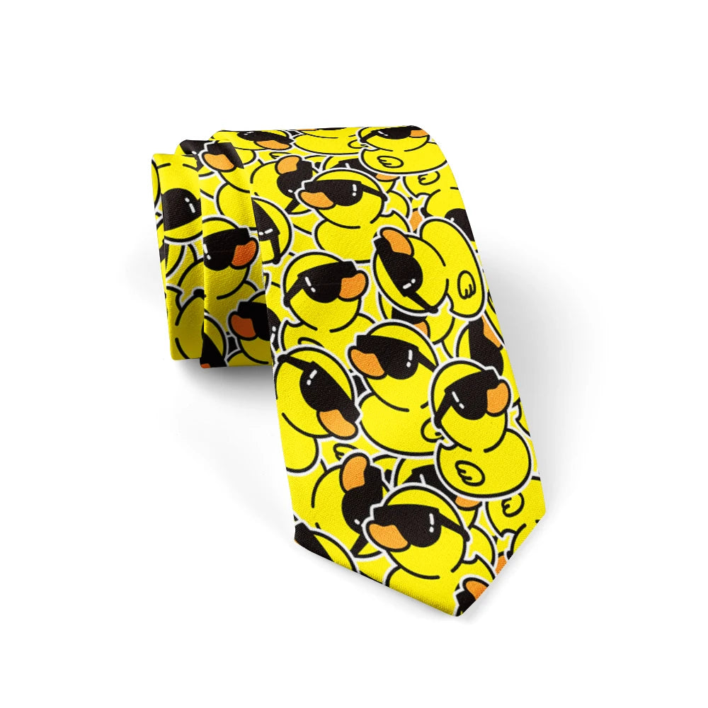Men's Cartoon Rubber Duck Novelty Necktie – Playful Printed Funny Standard Width by Urban Tendency
