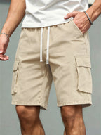 Men's Casual Cargo Shorts – Comfortable Drawstring Waist in Beige by Urban Tendency