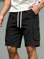Men's Casual Cargo Shorts – Comfortable Drawstring Waist in Black by Urban Tendency