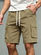 Men's Casual Cargo Shorts – Comfortable Drawstring Waist in Khaki by Urban Tendency
