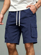 Men's Casual Cargo Shorts – Comfortable Drawstring Waist in Navy Blue by Urban Tendency
