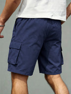Men's Casual Cargo Shorts – Comfortable Drawstring Waist in Navy Blue by Urban Tendency